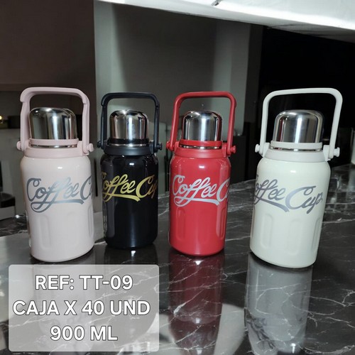 Termo 900 Ml Grande Con Vaso Brillante Letre