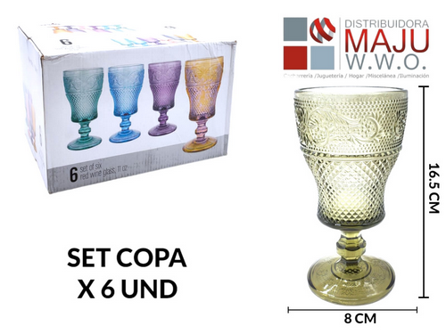 Copa De Vino En Vidrio Caja X 6Pcs Perfil Al
