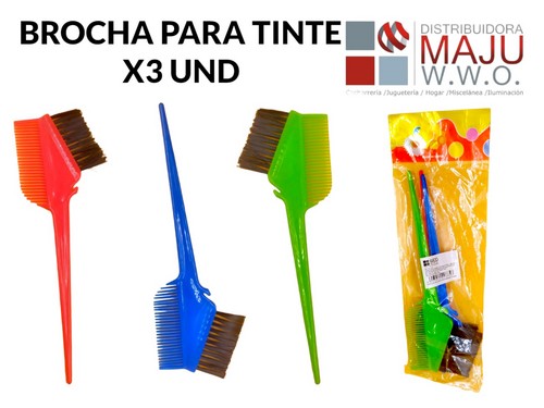 Brocha Para Tintes Con Peinilla X3 Colores Var