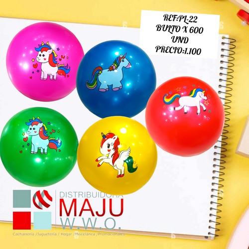 Pelota Caucho Estampada Diseño Unicornios
