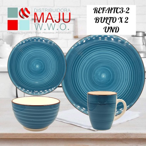 Vajilla De 16Pcs Azul Profundo (Pocillo, So