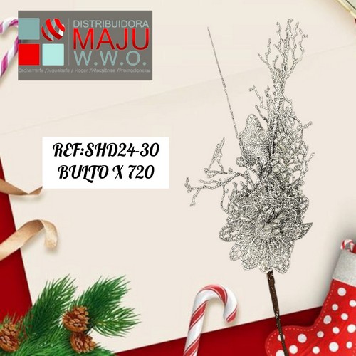 Pin Navide?O Pino Plateado X12Pcs 33Cm