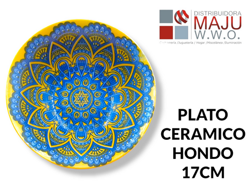 Plato Ceramico Mandalas De 17.5X5.5 Redondo