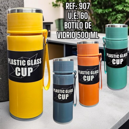 Botilo De Vidrio Recubierto Tapapocillo Colore