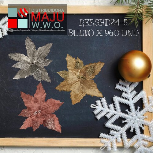Flor Decoracion Navidad Colores 34Cm