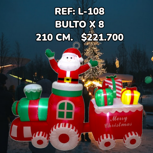 Inflable Navideño Santa En Tren Con Regalos