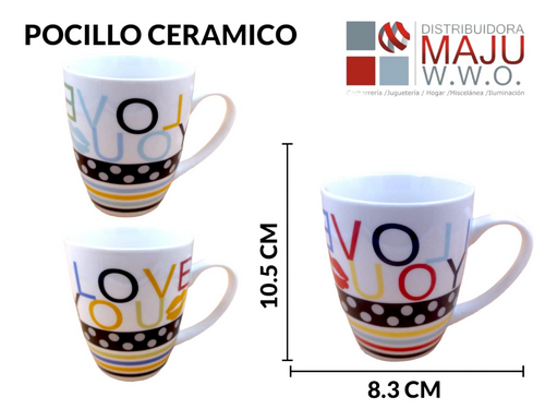 Fg-129 Pocillo Ceramico Mensajes En Colores Vivos
