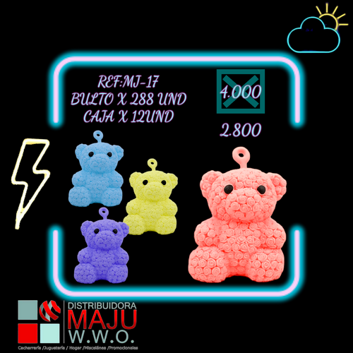 Squeeze Oso Texturizado Con Luz En Colores