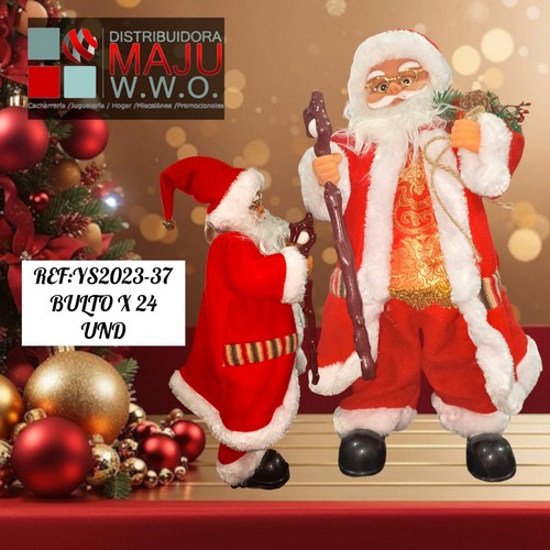 Papa Noel Mediano Con Sonido Baston 28X2