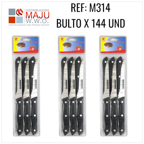 Blister X6Pcs De Cuchillo Sierra Cacha Negra