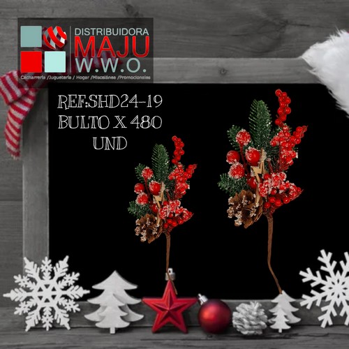 Pin Navideño Frutos Rojos Con Piña X12Pcs