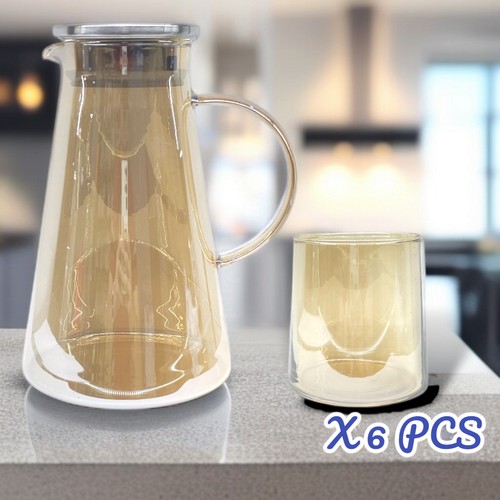 Gph28/L7Ha-Jarra 1800 Ml Con 6 Vasos 320 Ml Dorado