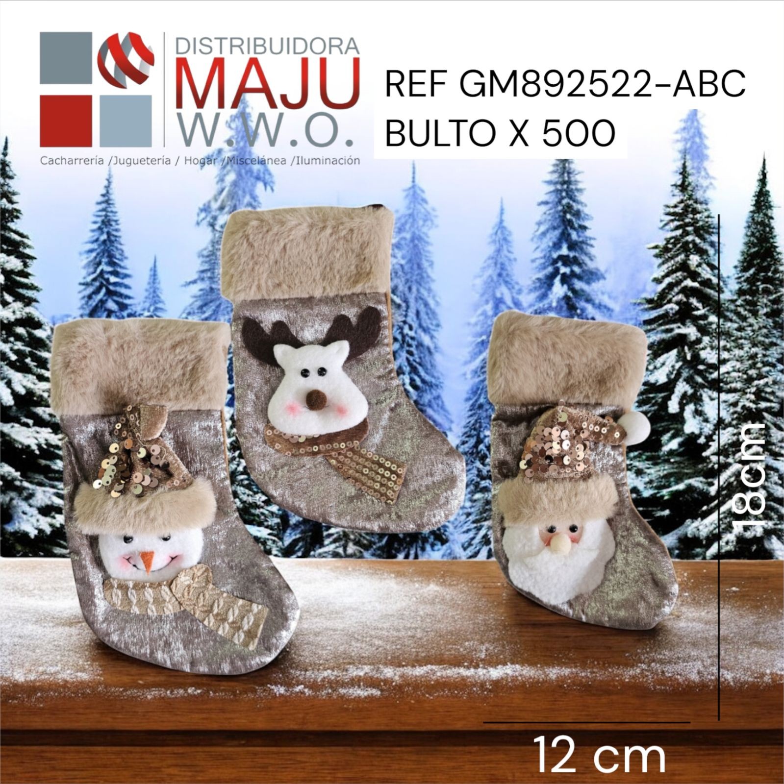 Decoracion Navidad Calcetin Marron Br