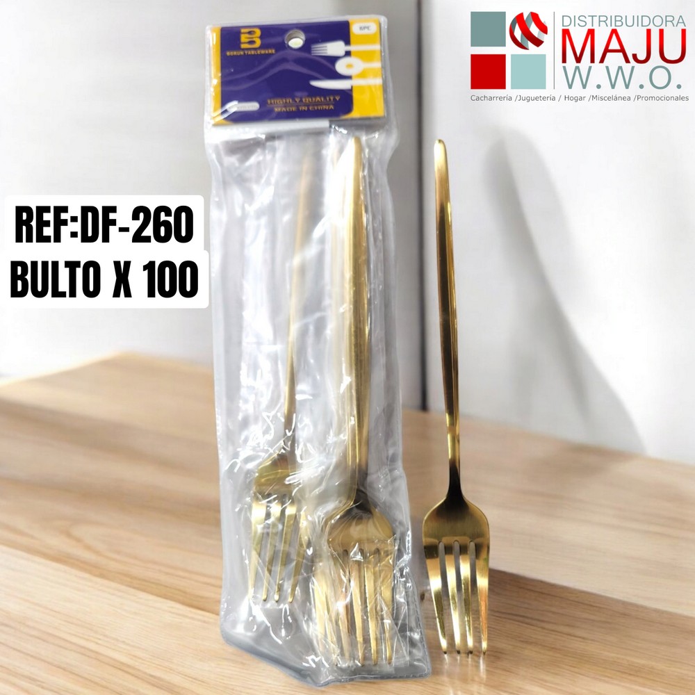 Set De Tenedor Grande X 6 Tipo Gurmet Dorad