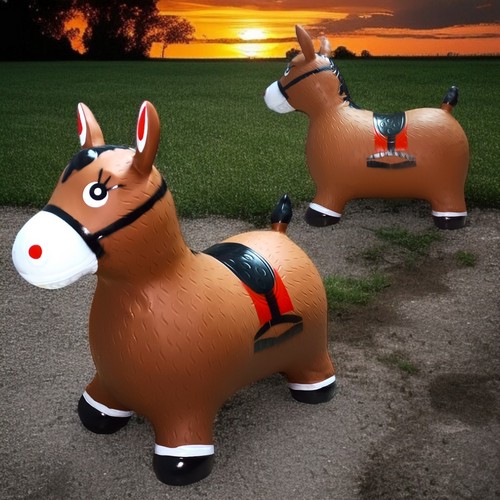 Animal Inflable Caballo Gris Y Cafe Con So