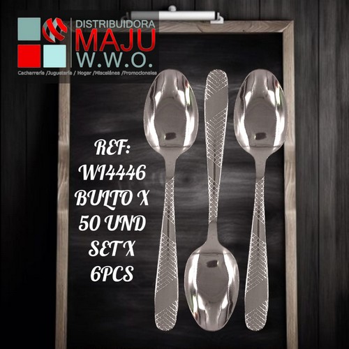 Cuchara Plateada Con Diseño En Mango 6Pcs