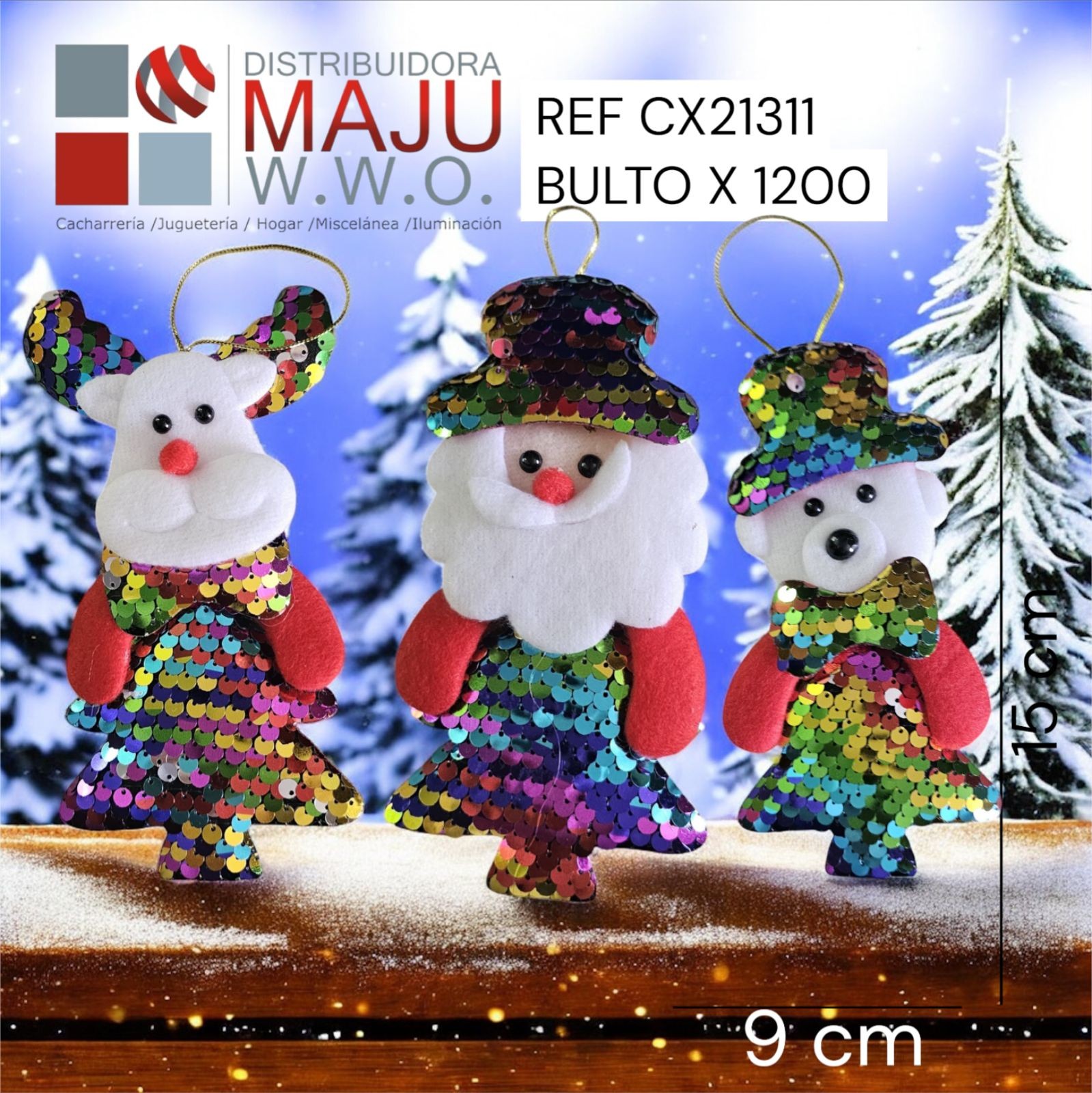 Decoracion Navideña Santa, Snowman, Reno Y
