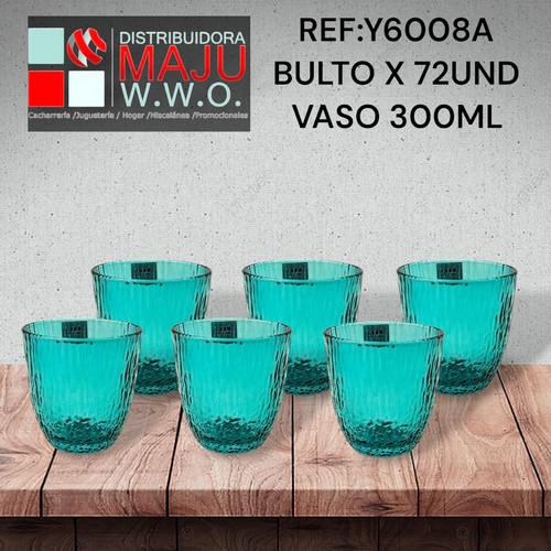 Caja Con 6 Vasos Color Verde Textura Cortez