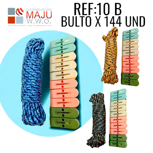 Lazo Con Clip De Ropa Colors X10Pcs {Do855}