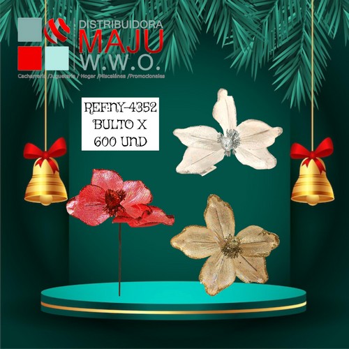 Ny-4352 Flor Navideña Camaleon Con Frutos De 24X6C
