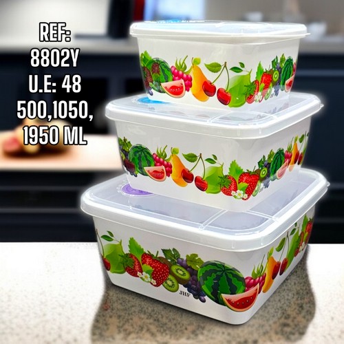 Recipiente Para Comida Cuadrados Con Estampa