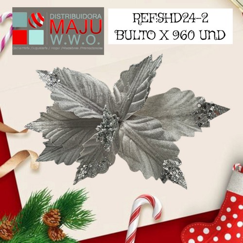Pin Decoracion Navidad Flor De 34Cm