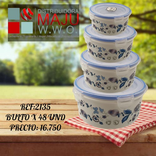 Recipiente De Comida X4 1450 800 600 250 Ml