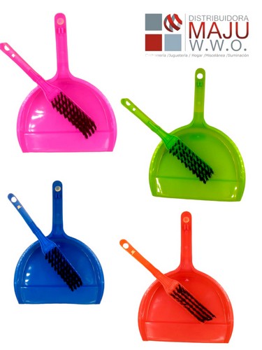 Recogedor Y Escoba Mediana Colores Neon En Bol