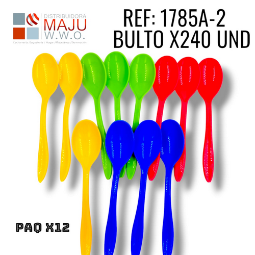 Cucharas Plasticas Colores Vivos Bolsa X12