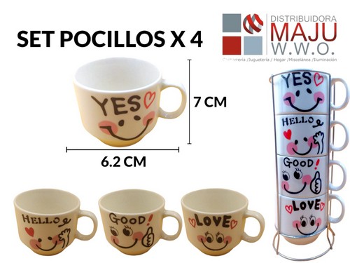 Juego De Pocillos Tintero De 7X6.2Cm Mensaj