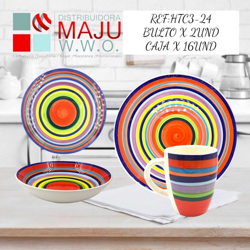 Vajilla De 16 Pcs 4 Puestos Color (Multico