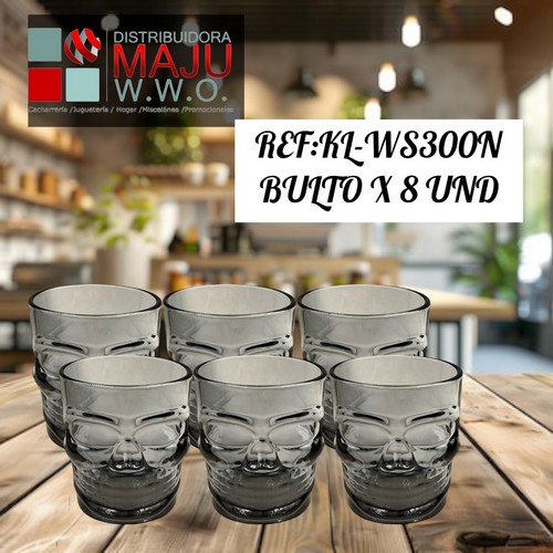 Vaso Wiskero Calavera Bicolor Negro Dora