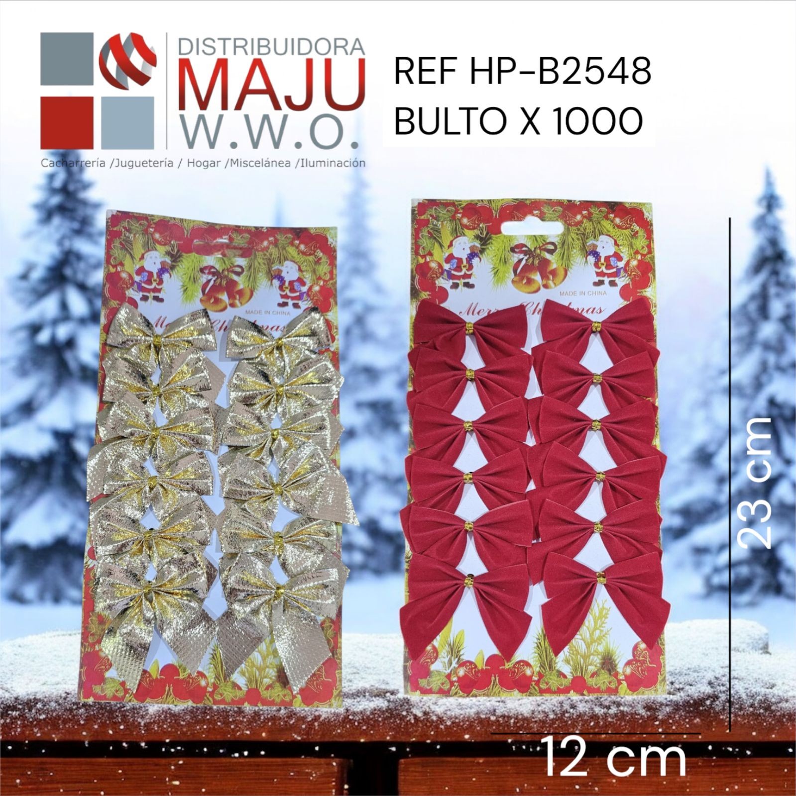 Decoracion Navideña Moños En Rojo Y Dorad