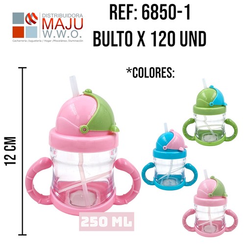 6850-1 Vaso Pitillo Para Niño Tapa Conejo Colores