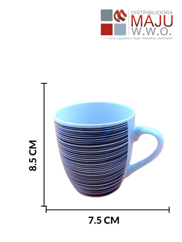 Pocillo Ceramico Lineas Negras Pequeño De 7
