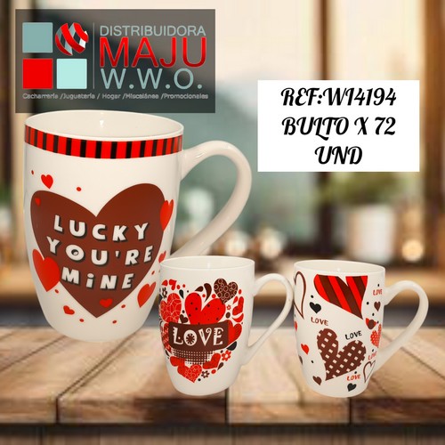 Pocillo Ceramico Corazones Love De 350 Ml