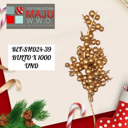 Pin Navide?O Mini Bolas Doradas X10Pcs De