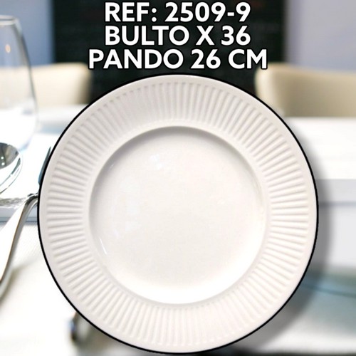 Plato De Ceramica Blanco 26Cm Borde En Sol