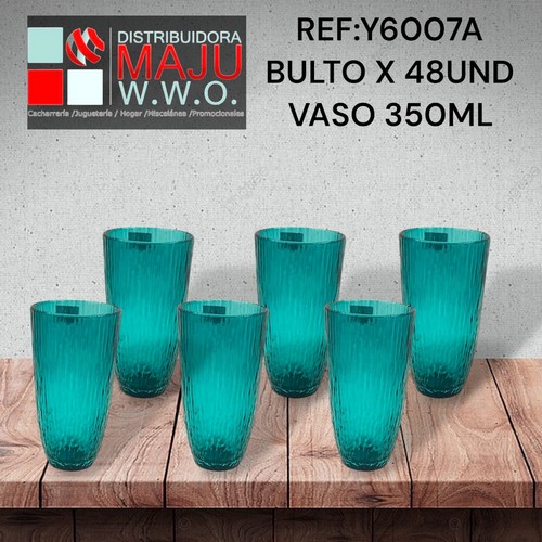 Caja Con 6 Vasos Largos Color Azul Textura