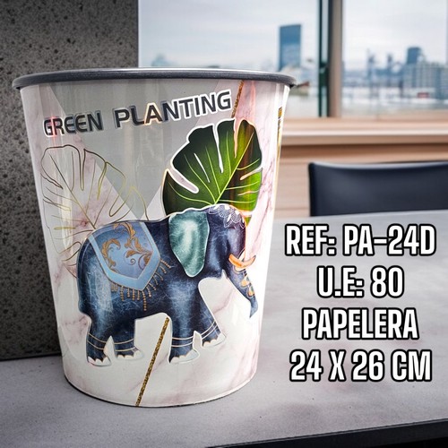Papelera Redondo Con Estampados Elefante De