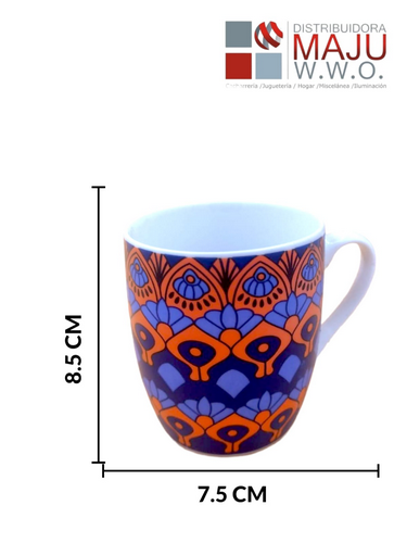 Pocillo Ceramico Mandalas Bicolor Pequeño D