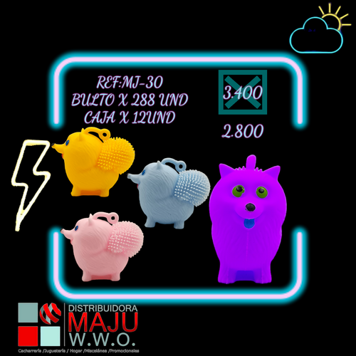 Mj-30 Squeeze Peero Corgui Colores Con Luz Caja 12