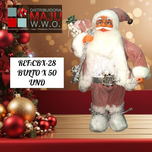 Papa Noel Rosa Peque?O 36X18Cm