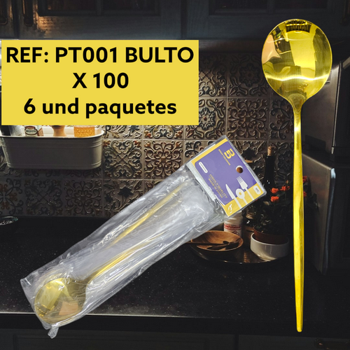 Set De Cucharas Por 6 Unidades Color Dorado