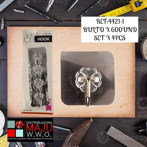 Ganchos Para Pared Con Adhesivo Metalico En