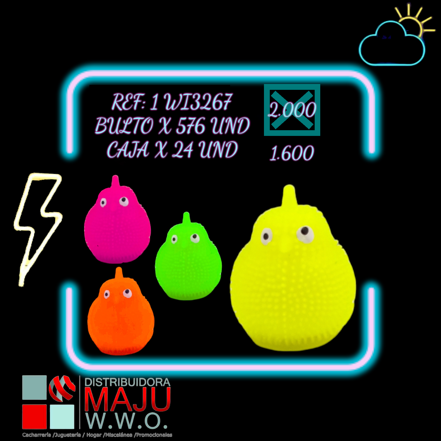 Wi3267 Bolitron Con Luz Pajaro Colores Varios Ca