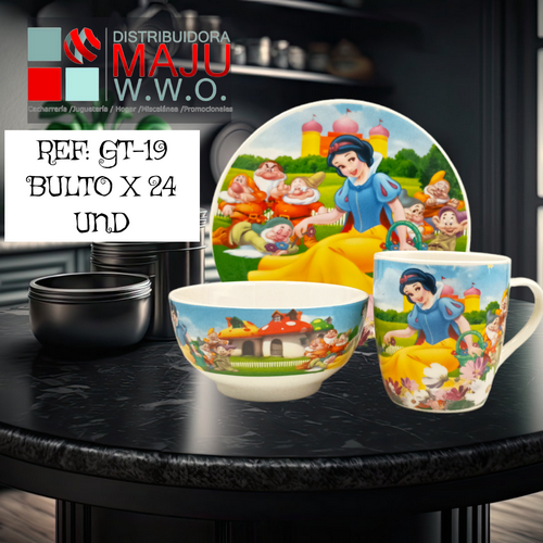 Vajilla Personaje Plato Pocillo Y Taza {Do85