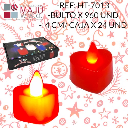 Ht-7013 Vela Led Corazon Caja X24 Pcs 24X15Cm