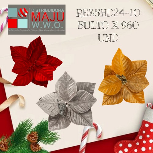 Flor Decoracion Navidad Colores 33Cm