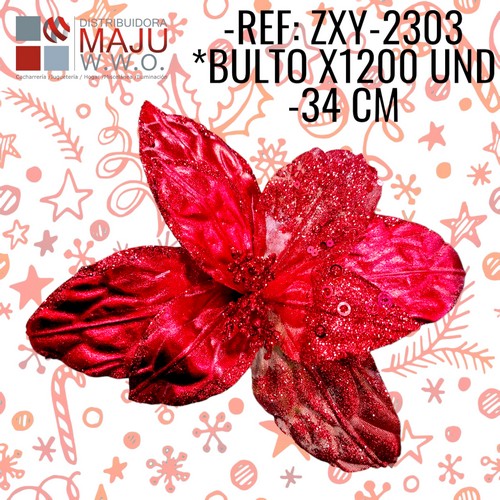 Zxy-2303 Flor Navideña Tipo Hoja Escarchada Colore
